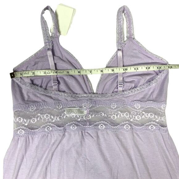 B. Tempt'd b.adorable Chemise Lingerie‎ Lavender Lace Cotton Slip NWT Women's XL - Picture 6 of 11